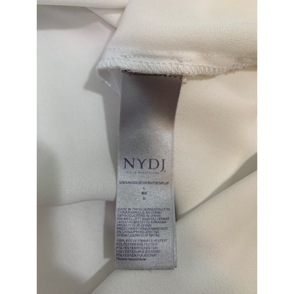 NYDJ Sleeveless Blouse Women Large White V-Neck Pleated Shoulder Shell Top - Picture 8 of 11